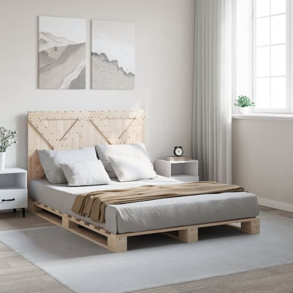 Sängram med huvudgavel 160x200 cm massiv furu