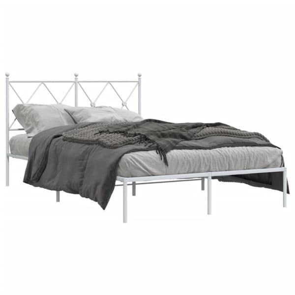 Sängram med huvudgavel metall vit 120x190 cm