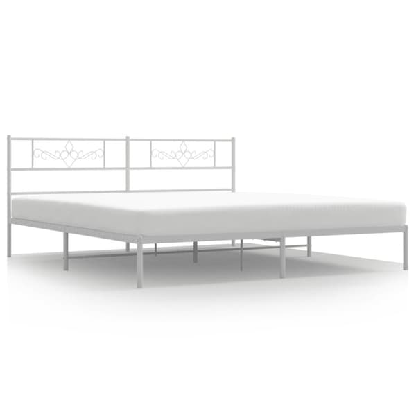 Sängram med huvudgavel metall vit 180x200 cm