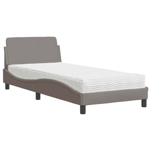 Säng med madrass taupe 90x200 cm tyg