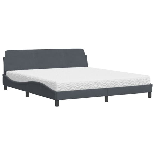 Säng med madrass mörkgrå 180x200 cm sammet