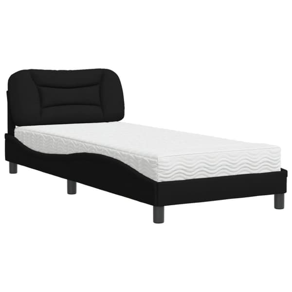 Säng med madrass svart 90x200 cm tyg