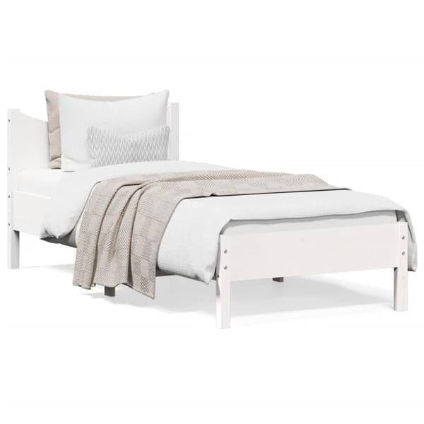 Sängram utan madrass vit 90x190 cm massiv furu