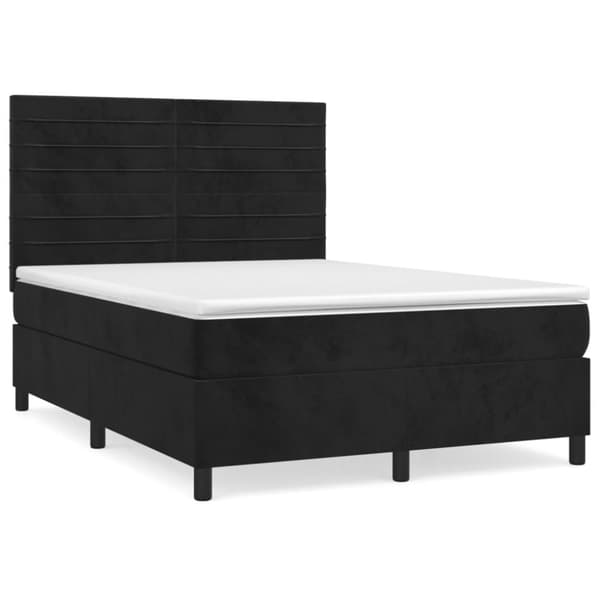 Ramsäng med madrass svart 140x190 cm sammet