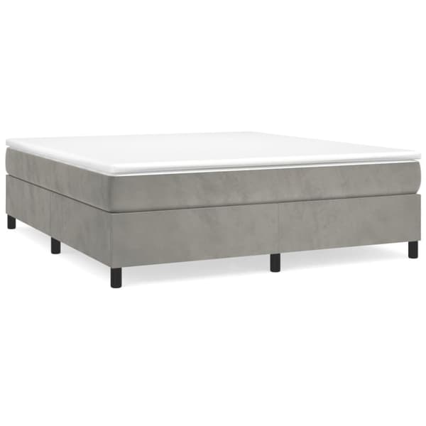 Ramsäng med madrass ljusgrå 200x200 cm sammet
