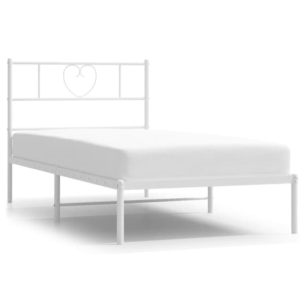 Sängram utan madrass med huvudgavel metall vit 75x190 cm