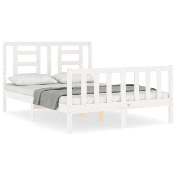 Sängram utan madrass vit 140x190 cm massiv furu