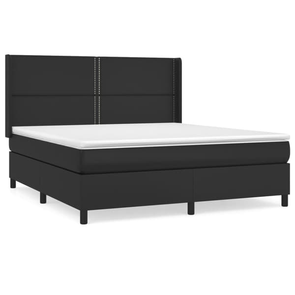 Ramsäng med madrass svart 160x200 cm konstläder