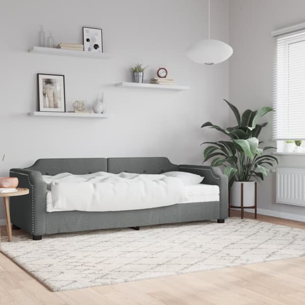 Dagbädd med madrass mörkgrå 90x200 cm tyg