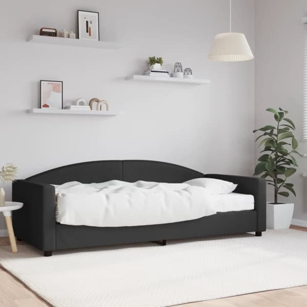 Dagbädd med madrass svart 90x200 cm tyg