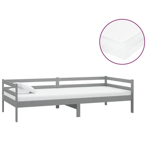 Dagbädd med madrass 90x200 cm grå massiv furu