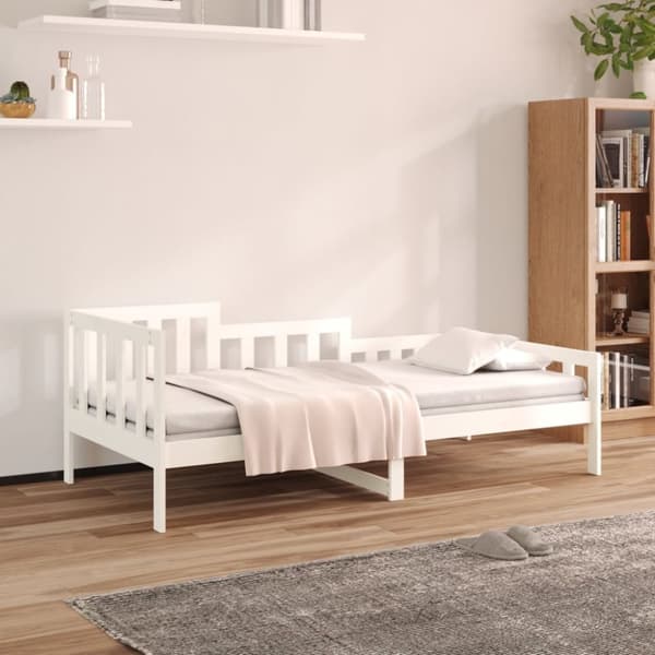 Dagbädd utan madrass vit 90x190 cm massiv furu