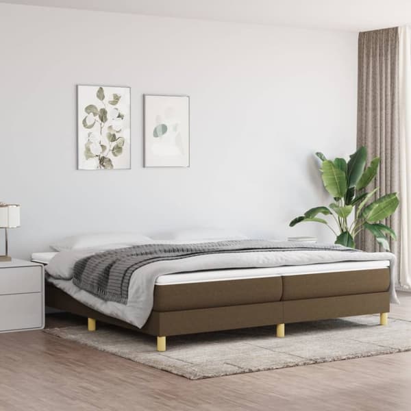 Sängram utan madrass mörkbrun 200x200 cm tyg