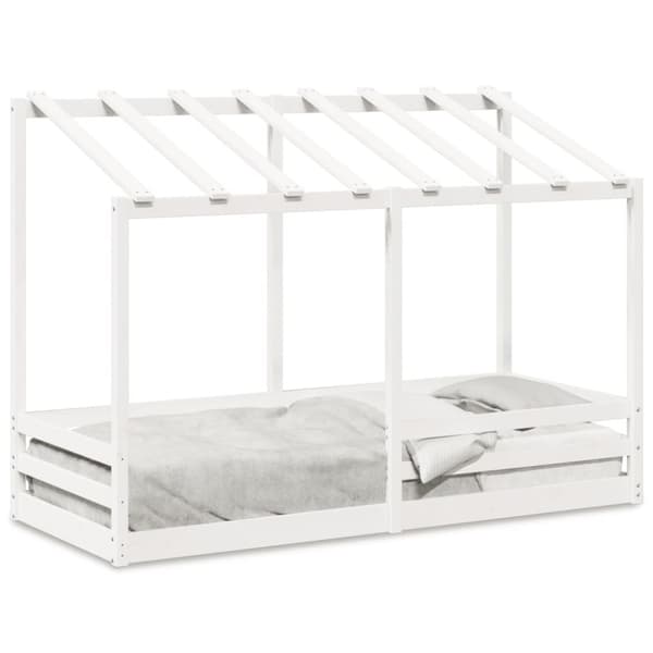 Barnsäng med tak vit 90x190 cm massiv furu