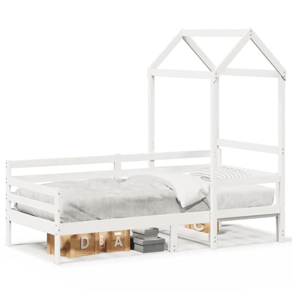 Dagbädd med tak vit 90x200 cm massiv furu