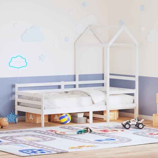 Dagbädd med tak vit 90x200 cm massiv furu