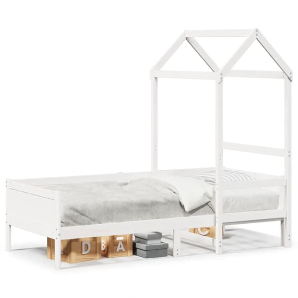 Dagbädd med tak vit 90x190 cm massiv furu