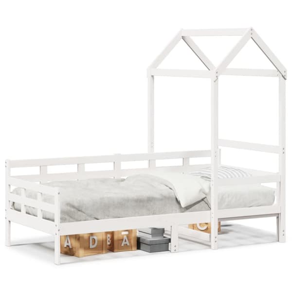 Dagbädd med tak vit 90x200 cm massiv furu