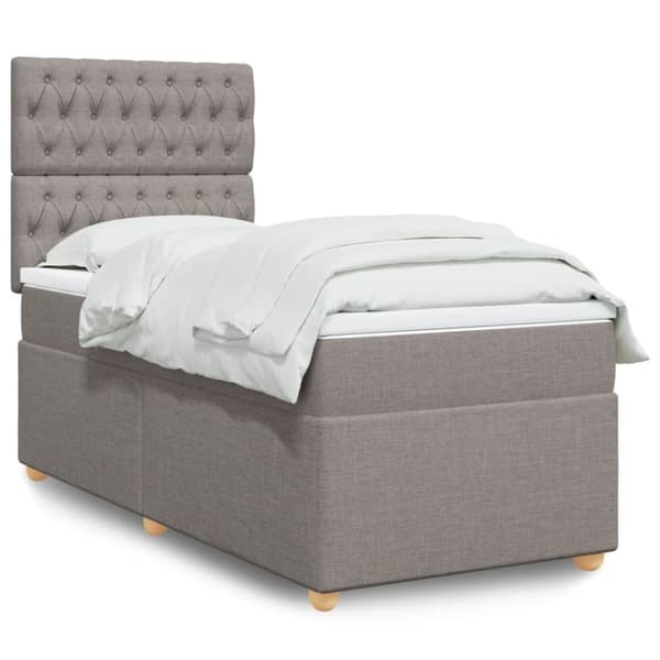 Ramsäng med madrass taupe 90x190 cm tyg