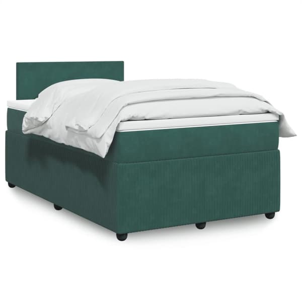 Ramsäng med madrass mörkgrön 120x190 cm sammet