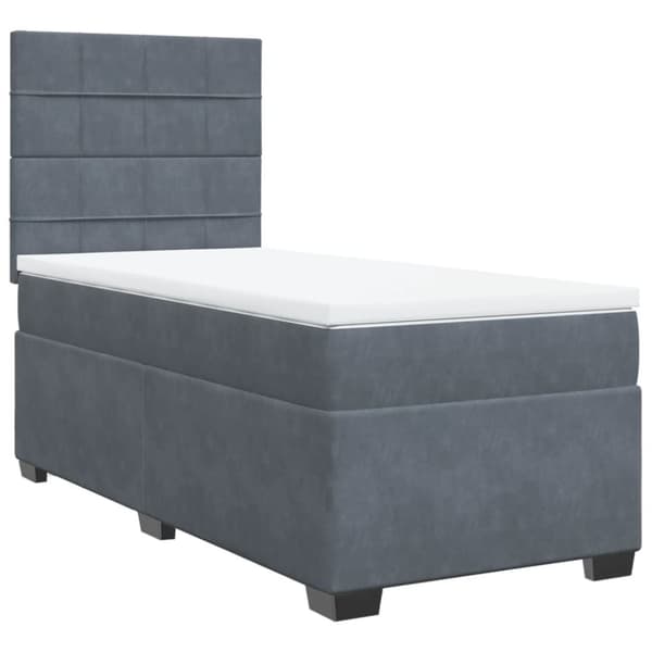 Ramsäng med madrass mörkgrå 90x200 cm sammet