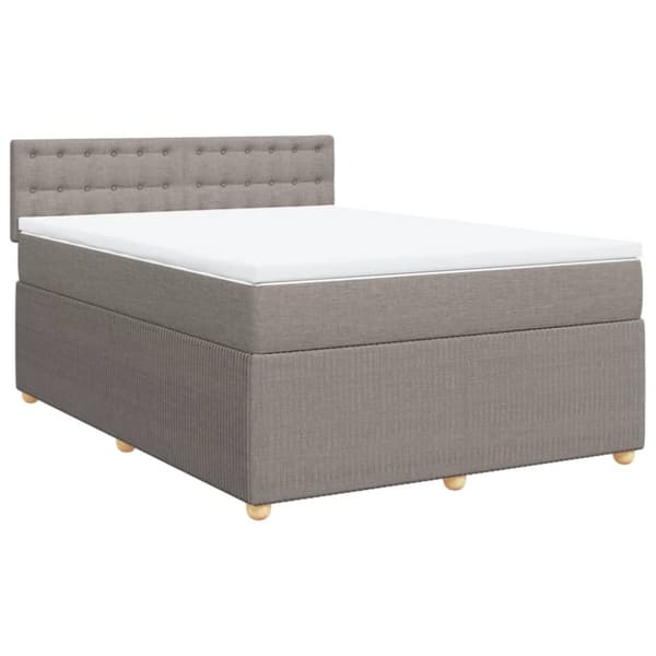 Ramsäng med madrass taupe 140x200 cm tyg