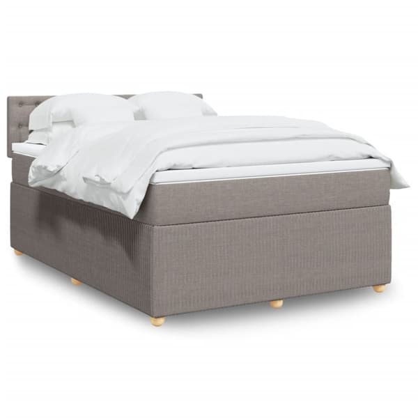 Ramsäng med madrass taupe 140x200 cm tyg