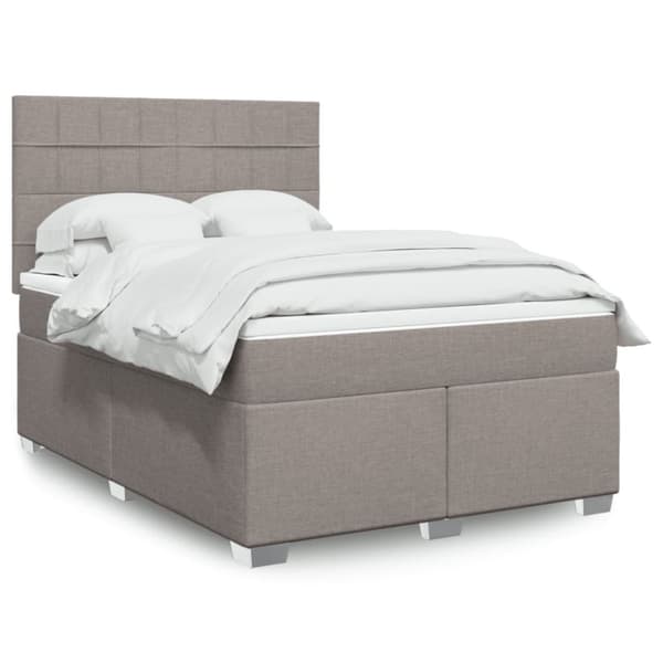 Ramsäng med madrass taupe 140x190 cm tyg