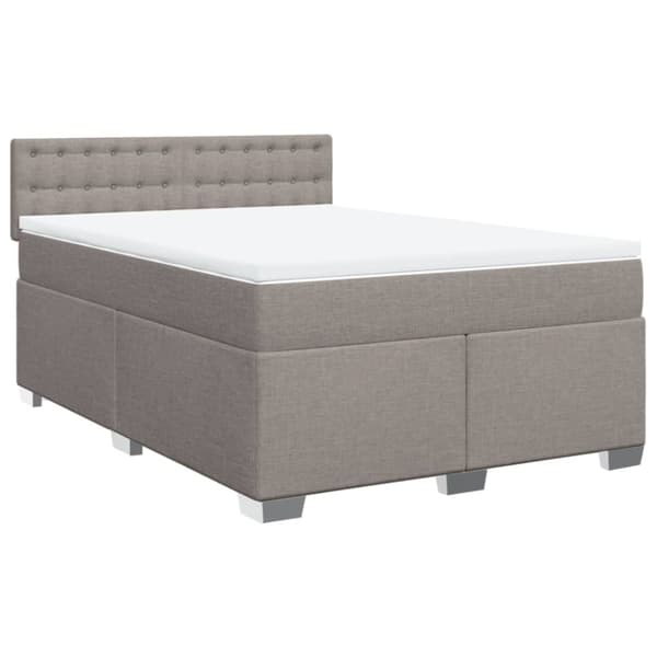 Ramsäng med madrass taupe 140x190 cm tyg