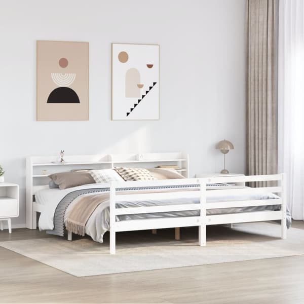 Sängram med huvudgavel utan madrass vit 180x200 cm