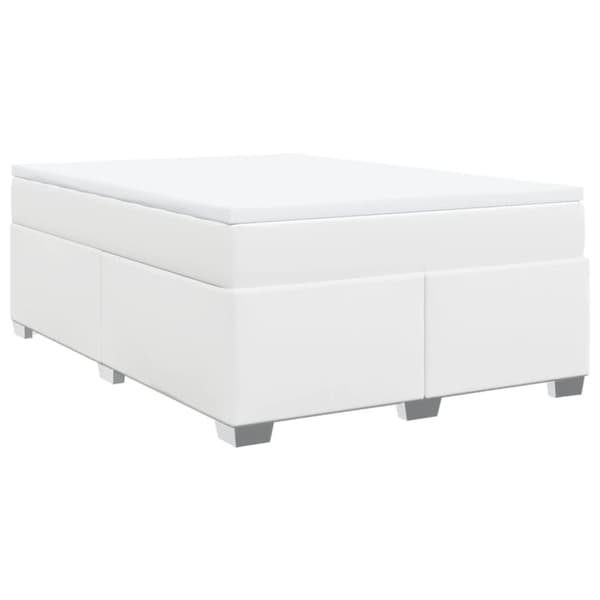 Ramsäng med madrass vit 160x200 cm konstläder