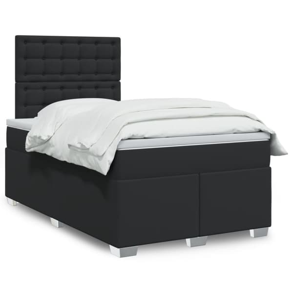 Ramsäng med madrass svart 120x190 cm konstläder