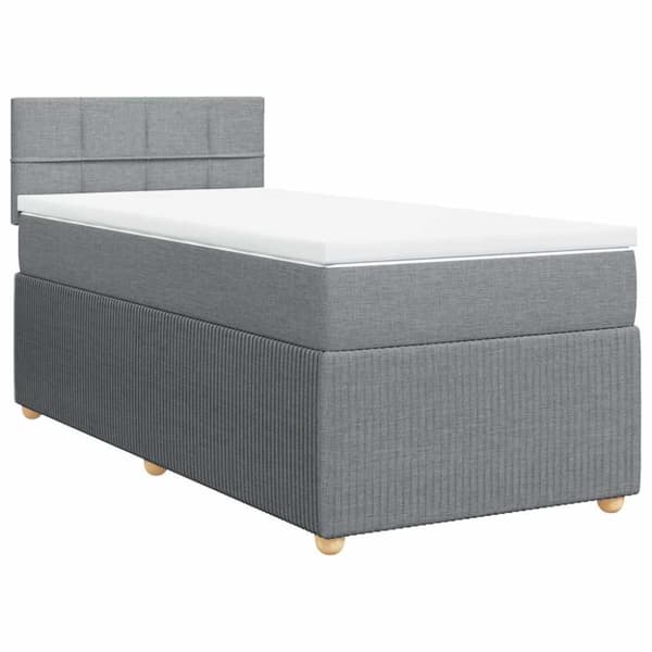 Ramsäng med madrass ljusgrå 90x200 cm tyg