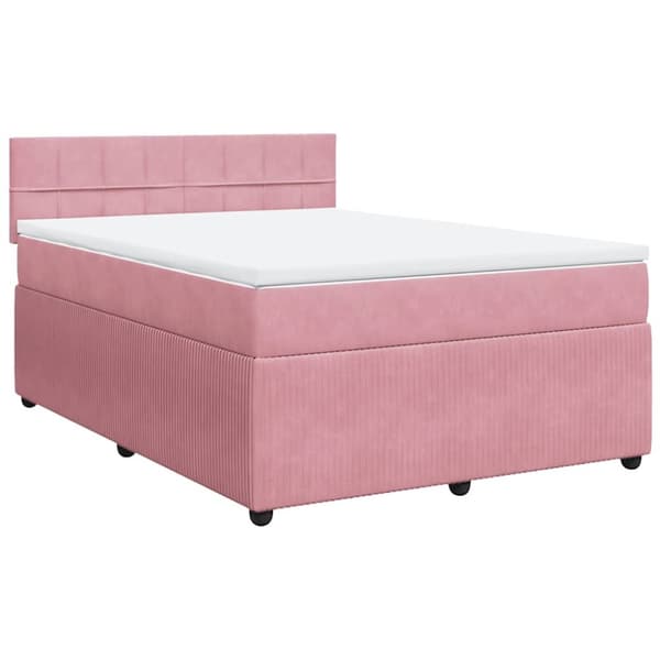 Ramsäng med madrass rosa 140x190 cm sammet