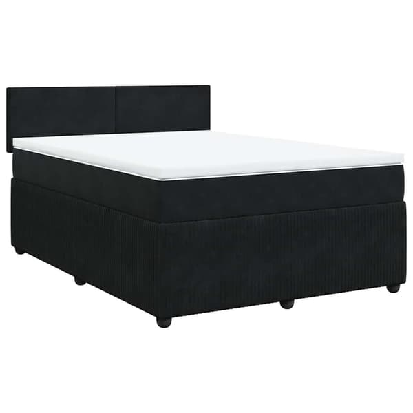 Ramsäng med madrass svart 140x190 cm sammet