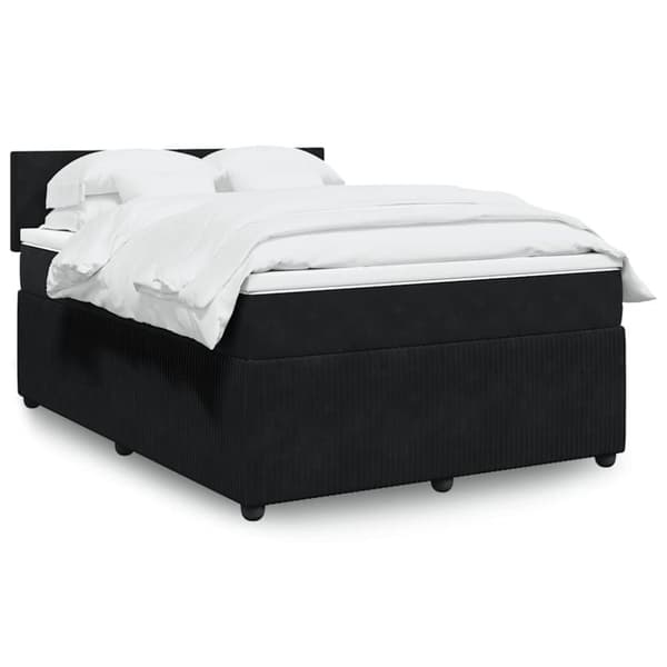 Ramsäng med madrass svart 140x190 cm sammet
