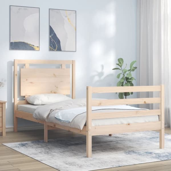 Sängram med huvudgavel 100x200 cm massivt trä