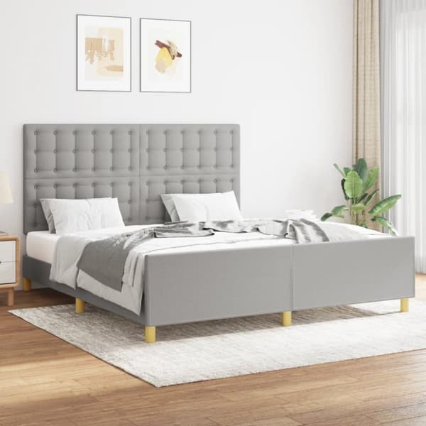 Sängram utan madrass ljusgrå 160x200 cm tyg