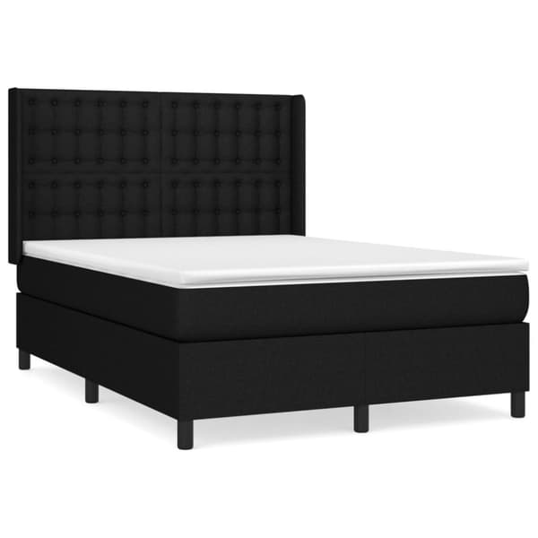 Ramsäng med madrass svart 140x190 cm tyg