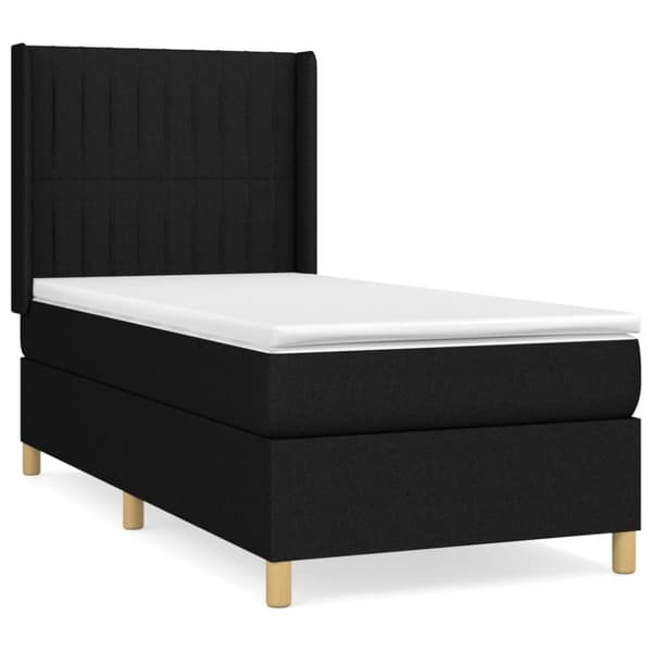 Ramsäng med madrass svart 80x200 cm tyg