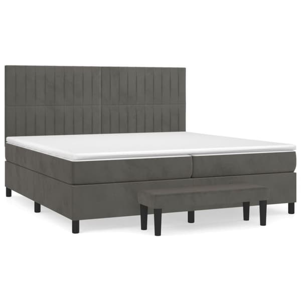 Ramsäng med madrass mörkgrå 200x200 cm sammet