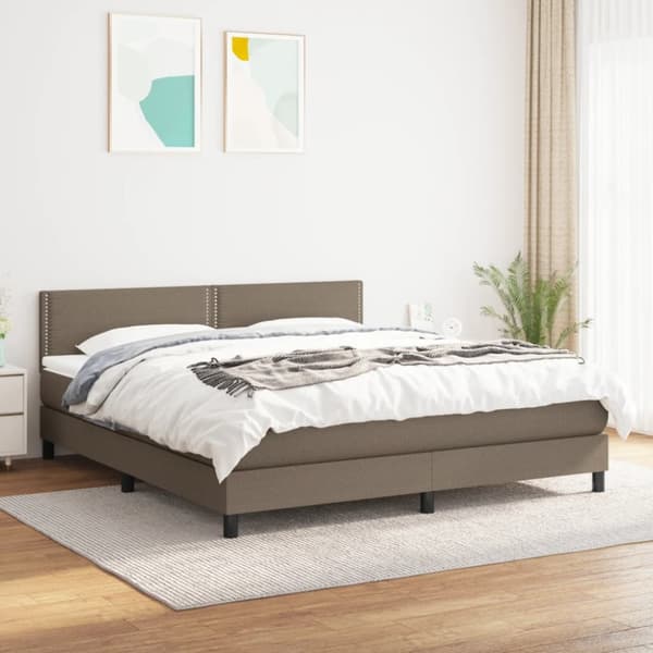 Ramsäng med madrass taupe 180x200 cm tyg