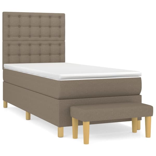 Ramsäng med madrass taupe 90x190 cm tyg