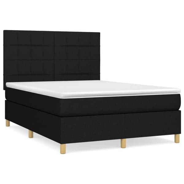 Ramsäng med madrass svart 140x190 cm tyg