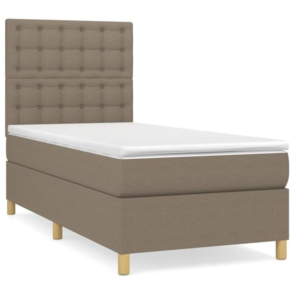 Ramsäng med madrass taupe 90x200 cm tyg