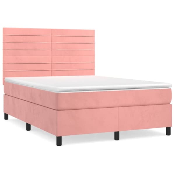 Ramsäng med madrass rosa 140x200 cm sammet