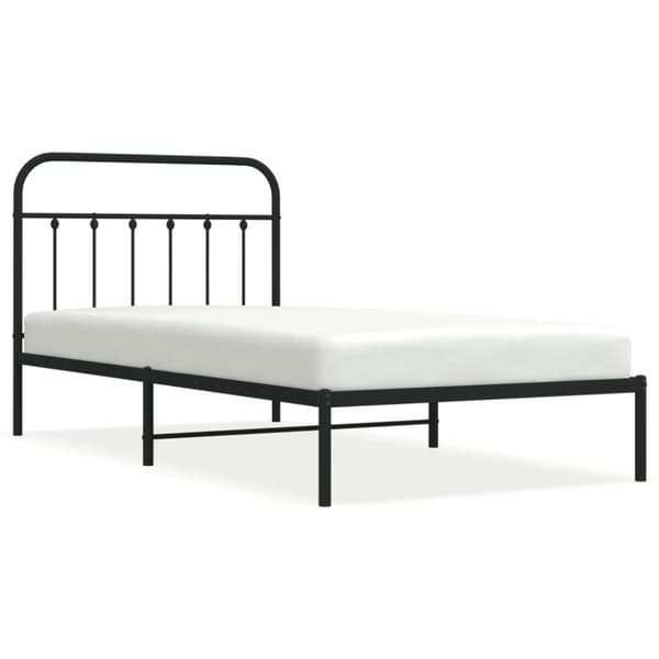 Sängram med huvudgavel metall svart 107x203 cm