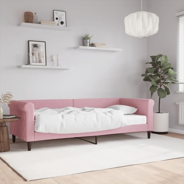 Dagbädd med madrass rosa 80x200 cm sammet