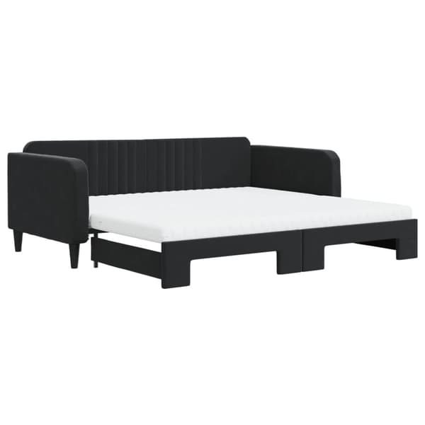Dagbädd utdragbar och madrasser svart 100x200 cm sammet