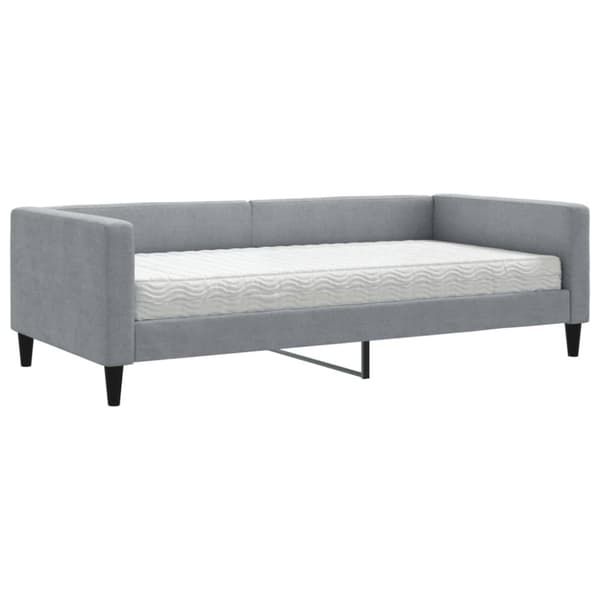 Dagbädd med madrass ljusgrå 100x200 cm tyg
